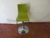 Adjustable Height Bar Stool with Chrome Base & Green Wooden Seat. - 4