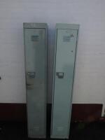 Pair of Metal Lockers In Green, Size H178cm x W 30cm x D30cm. NOTE: no keys.