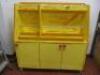 Mobile Shop Display Cabinet with 3 Doors Under in Yellow. Size H120 x W103 x D46cm.