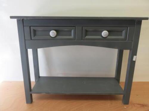 2 Drawer Side Table with Shelf Under in Grey. Size H69cm x W90cm x D30cm.