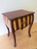 Side Table In Red with Yellow Stripes with Claw Feet & Brass Handle. Size H63cm x W51cm x D40cm. - 2