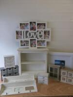 11 x Items of Decorative Wooden Home Ware to Include: Shelf Unit, Drawers, Picture Frames & Others (As Viewed/Pictured).