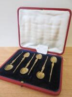Set of Six Solid Silver Gilt Coronation Spoon Set, Year 1906. Comes in Presentation Case. NOTE: description as per shop label.