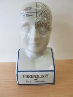 1 x L N Fowler Ceramic Phrenology Head, Size H28cm.