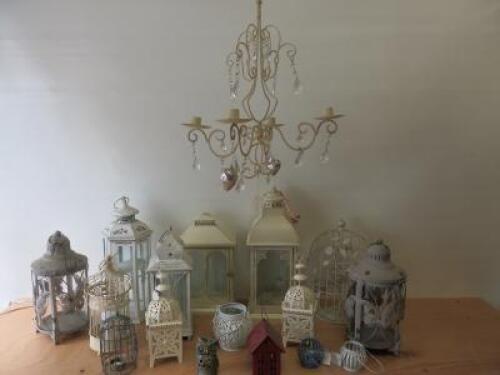 16 x Assorted Sized Candle Lanterns & 1 x Candelabra (As Viewed/Pictured).
