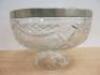Cut Glass Fruit Bowl with Silver Plated Rim. Size Diameter 21cm.