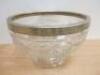 Cut Glass Fruit Bowl with Silver Plated Rim. Size Diameter 21cm. - 2