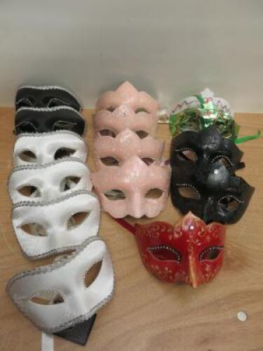 15 x Assorted Venetian Masked Ball Eye Masks to Include: Carta Alta, Autentica Lavorazione Artigianale di Venezia & Other.