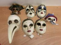 7 x Assorted Venetian Face Masks (As Pictured/Viewed).