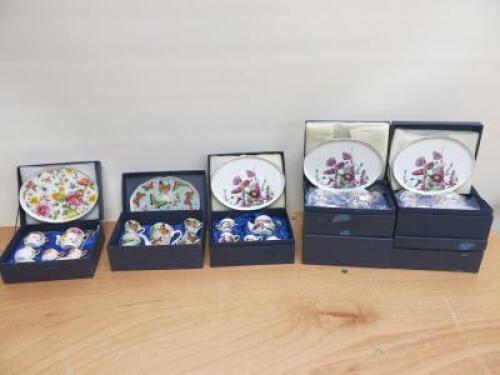 7 x Boxed Regal Porcelain Collection Tea/Coffee Sets to Include: 1 x Spring Flower Design Tea Set, 1 x Butterfly & Roses Design Coffee Set & 5 x Pink Poppy Design Tea Set.