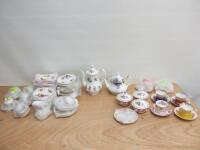 153 x Pieces of Royal Albert Bone Chine to Include: Flowers of the Month, 1 x Tea Pot, 1 x Coffee Pot, 21 x Tea Cups & Saucers, 14 x Coffee Cups & Saucers , 5 x Milk Jugs, 1 x Sugar Bowl, 50 x Side Plates, With 4 x Regal Series Tea Cups & Saucers, 3 x Lad