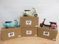 7 x Lesser & Pavey Ltd Tin Vespa's in 3 Assorted Colours in Original Boxes.
