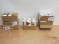 7 x Boxes of 6 Pcs of Queens Fine Bone China Mugs in Assorted Styles, Patterns & Designs.