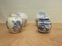 4 x Assorted Sized Vintage Ironstone Ginger Jars. NOTE: missing 1 Lid
