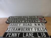 12 x Large Tin & Wood Street Signs to Include: 9 x Assorted Red Hot Lemon Heavy Duty Steel Wall Sign & 3 x Assorted Wooden Signs (As Viewed/Pictured).