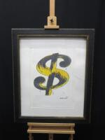 Andy Warhol 'Dollar Sign' Lithograph from Leo Castelli Gallery, Stamped on Reverse, Edited by G.Israeli on Arches Paper, Edition of 82/100. Framed & Glazed. Size 55 x 38cm. NOTE: Glazing requires replacing.