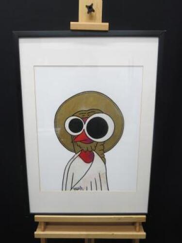 Qwelti ' Bird Jesus' Limited Edition Print 05/18 Tylers & Co. Framed & Glazed. Size 38 x 72cm.