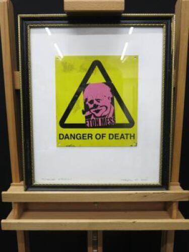 Framed & Glazed Artwork 'Danger of Death, Eton Mess' Dated 03/04/2021 by Unknown, Marshall St Soho. Size 37 x 43cm.