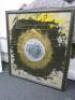 Large Contemporary Artwork on Glass, with Abstract Pattern and Centre Mirror in Frame, Unsigned. Size 134 x 120cm. - 3