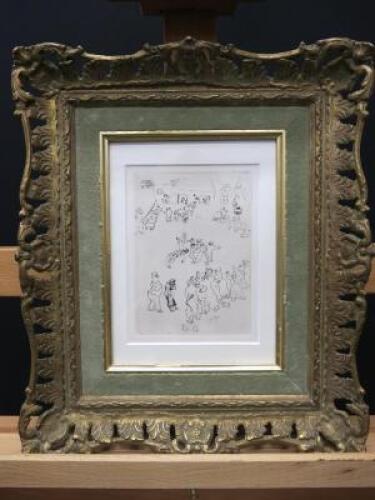 Marc Chagall (1887-1985) 'Paysage' 1926, Original Engraving on Verge de Hollande, Edition 60 Giltwood Framed & Glazed Size 16cm x 12cm.