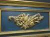 19th Century French Overmantel Gilt & Gesso Mirror with Musical Themed Emblem Over on Blue Background. Size 114 x 172cm. - 3