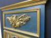 19th Century French Overmantel Gilt & Gesso Mirror with Musical Themed Emblem Over on Blue Background. Size 114 x 172cm. - 4