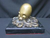 Bronze Octopus Sculpture on Marble Base. Size 23 x 21cm.