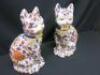 Pair of Chinese Cats, Decorated with Flowers & Leaves. Signed on the Bottom (As Pictured). Size (H) 36cm. - 3