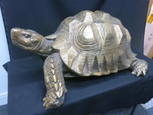 Gold Gilt Effect Life Size Giant Tortoise. Size 100 x 40cm.