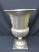 Large Pewter Urn/Pot, Used as Plant Stand. Size H 53cm x Dia 36cm.