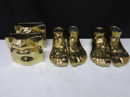 6 x Items of Kare Design China to Include: 4 x Gold Feet & 2 x Vase Mouth.