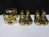 6 x Items of Kare Design China to Include: 4 x Gold Feet & 2 x Vase Mouth.