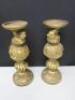 Pair of Gilt Gold Effect Candle Stands & Reindeer Fruit Bowl. - 3