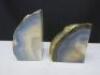 2 x Stone Amethyst Book Ends with Gold Leaf Outers. - 3