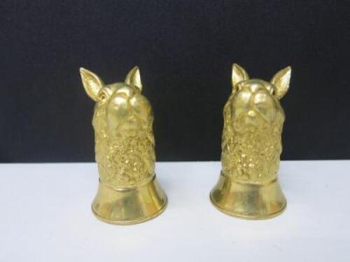 Pair of Brass Hare Head Salt & Pepper Shakers.