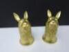 Pair of Brass Hare Head Salt & Pepper Shakers. - 2