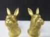 Pair of Brass Hare Head Salt & Pepper Shakers. - 4