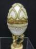 Brass Faberge Style Egg. NOTE: crack to shell. - 6