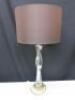 Clear Acrylic Table Lamp with Brown Shade.