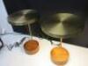 Pair of LED Bedside Table Lamps with USB Charge Point on Wood Base with Brass Lamp. NOTE: 1 requires new filament. - 3