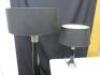 Heavy Pewter & Black Enamelled Column Floor Standing Lamp with Black Shade (162cm) and Matching Table Lamp (65cm High). - 2
