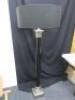 Heavy Pewter & Black Enamelled Column Floor Standing Lamp with Black Shade (162cm) and Matching Table Lamp (65cm High). - 3