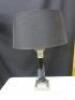 Heavy Pewter & Black Enamelled Column Floor Standing Lamp with Black Shade (162cm) and Matching Table Lamp (65cm High). - 6