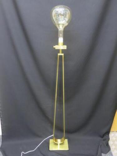 Brass Modern Floor Standing Standard Lamp with Large Filament Bulb. Size (H) 156cm.