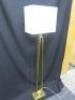 Brass Modern Floor Standing Standard Lamp with Large Filament Bulb & Shade. Size (H) 156cm. - 2