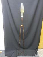 Copper Effect Floor Standing Standard Lamp with Large Filament Bulb. Size (H) 186cm.