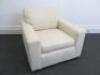 Woven Fabric Cream Armchair with Seat & Back Cushion. Size H70cm x W87cm x D90cm. - 2
