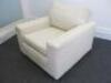 Woven Fabric Cream Armchair with Seat & Back Cushion. Size H70cm x W87cm x D90cm. - 3
