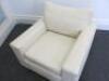 Woven Fabric Cream Armchair with Seat & Back Cushion. Size H70cm x W87cm x D90cm. - 4