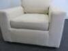 Woven Fabric Cream Armchair with Seat & Back Cushion. Size H70cm x W87cm x D90cm. - 5